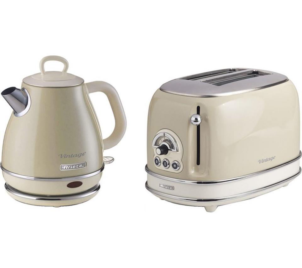 ARIETE Vintage ARPK70 2-Slice Toaster & Kettle Bundle - Cream