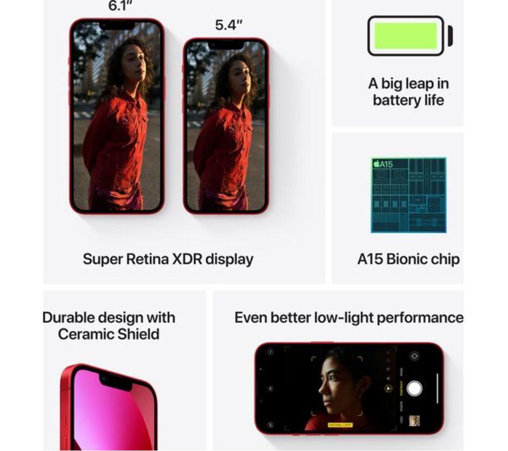 APPLE Refurbished iPhone 13 - 128 GB, (PRODUCT)RED (Excellent Condition) image number 3 of 8