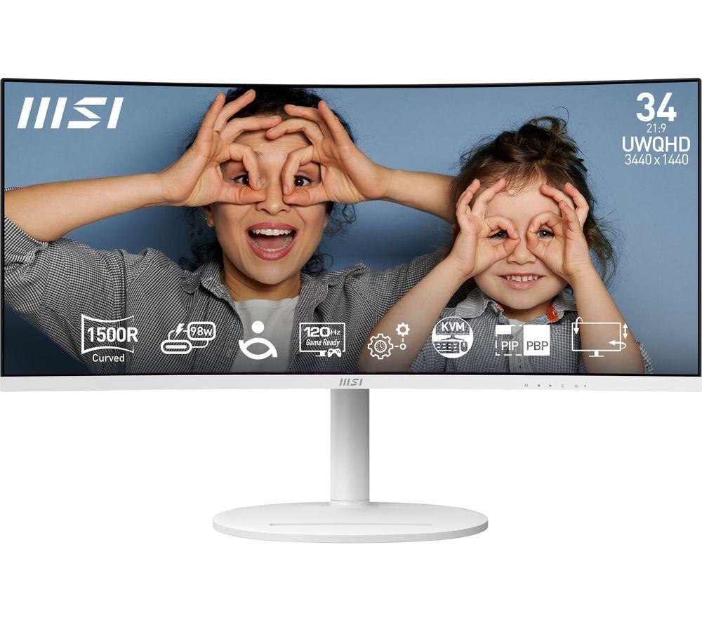 MSI Modern MD342CQPW Wide Quad HD 34" Curved VA LCD Monitor - White