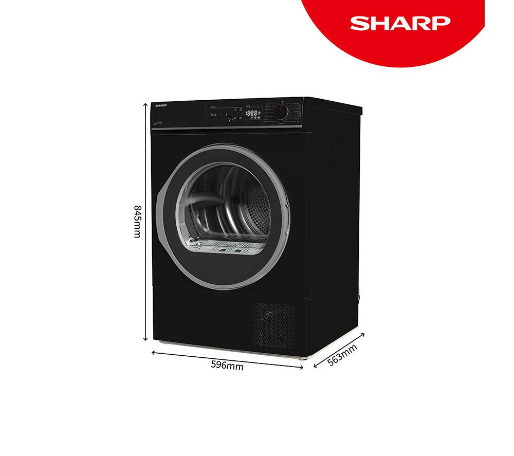 SHARP KD-NHA8S6GB1D-EN 8 kg Heat Pump Tumble Dryer - Black image number 2 of 11