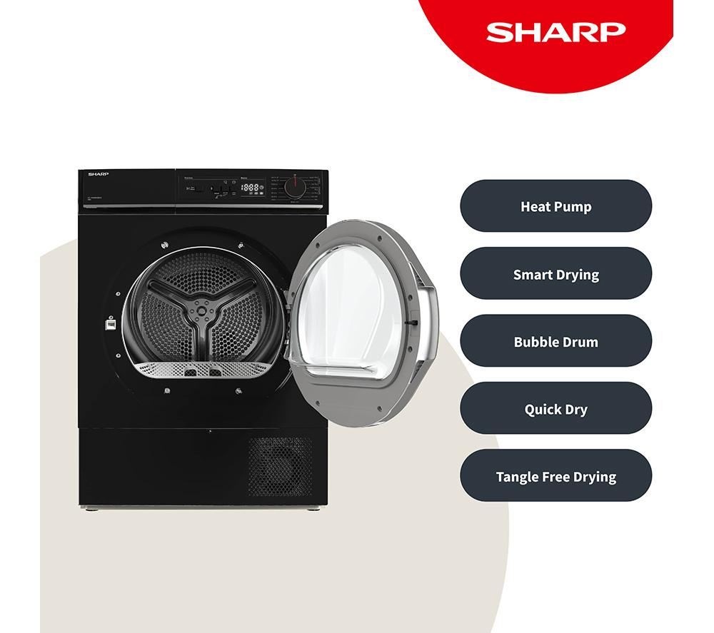 SHARP KD-NHA8S6GB1D-EN 8 kg Heat Pump Tumble Dryer - Black image number 3 of 11