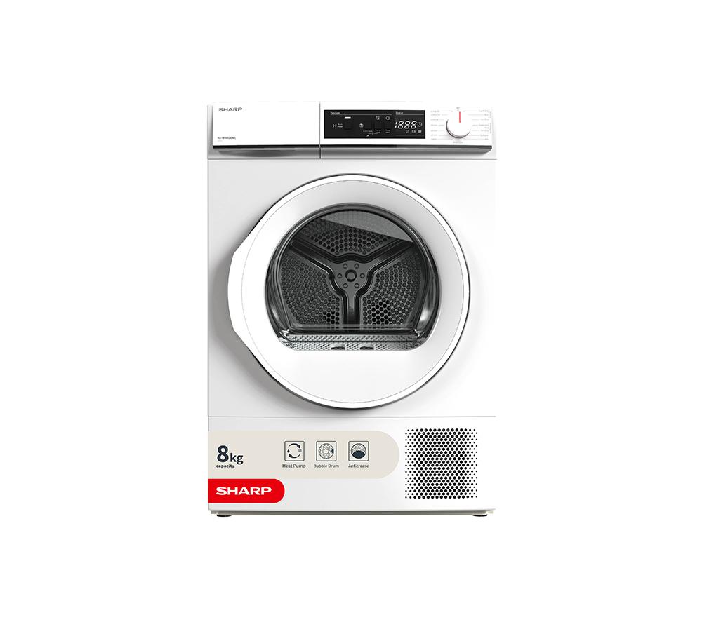 SHARP KD-NHA8S6GWE-EN 8 kg Heat Pump Tumble Dryer – White, White