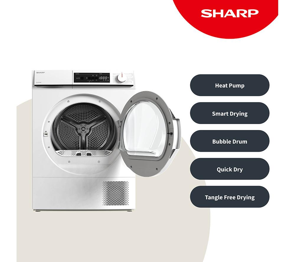SHARP KD-NHA8S6GWE-EN 8 kg Heat Pump Tumble Dryer - White image number 3 of 11