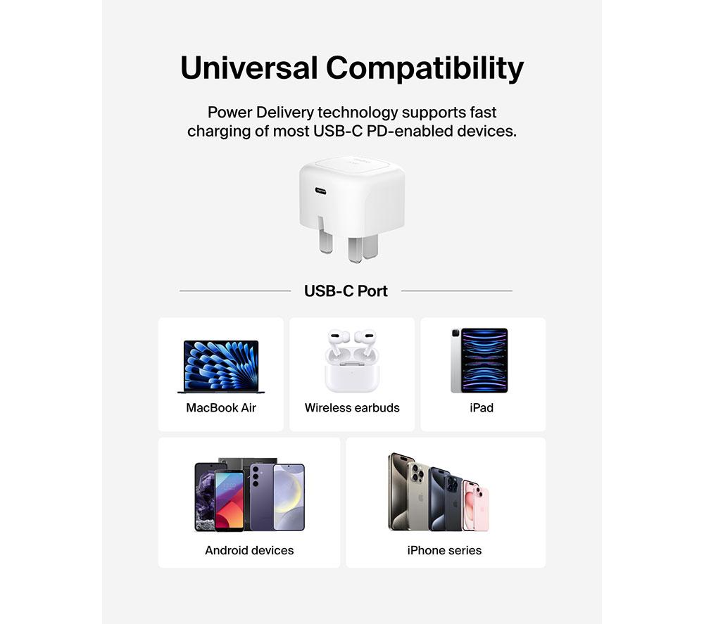 BELKIN  Compact 30 W Charger with USB-C to Lightning Cable image number 6 of 8