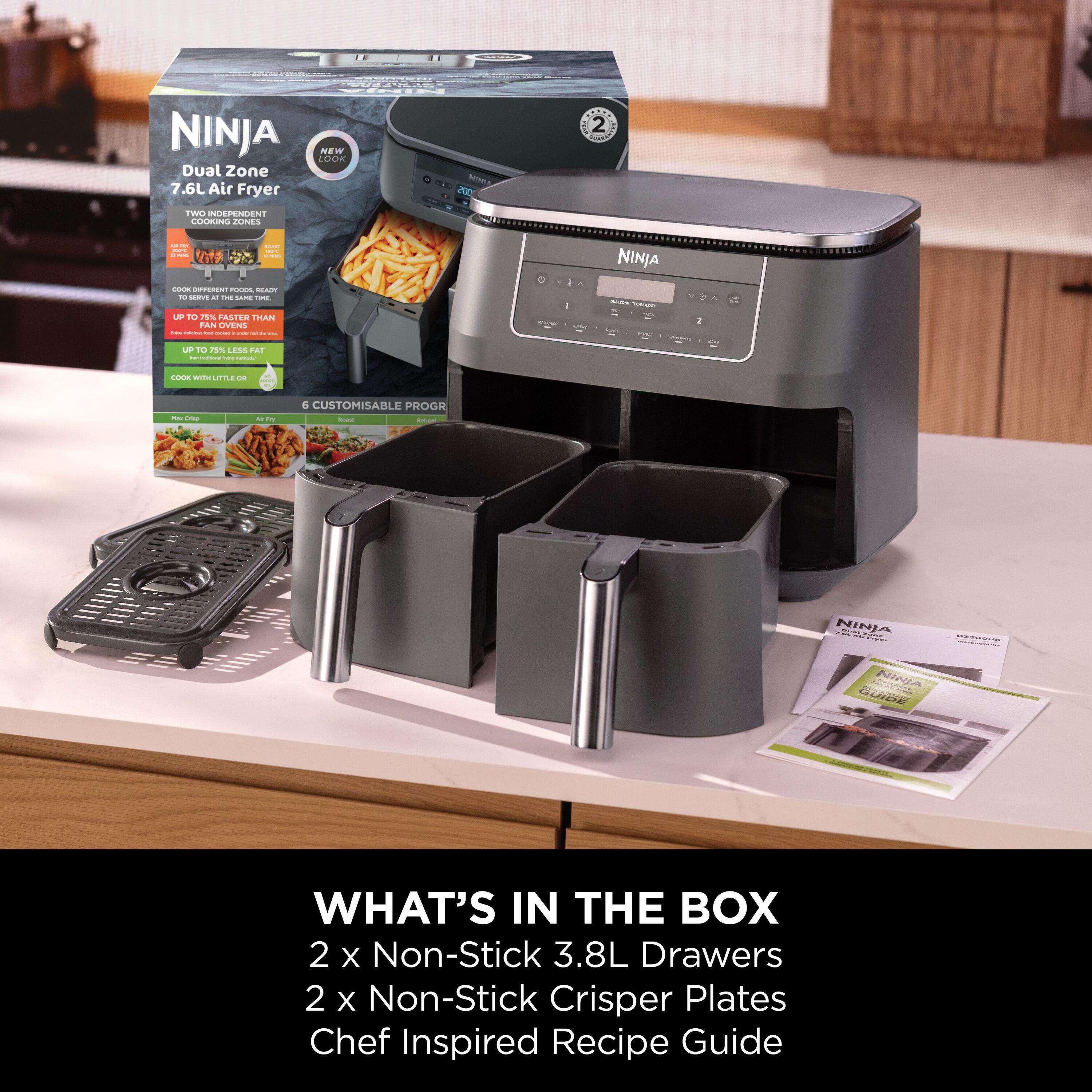NINJA 6-in-1 Dual Zone DZ300UK Air Fryer - Gun Metal Grey image number 10 of 11