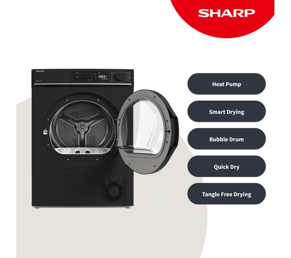 SHARP KD-NHA0S6GM1D-EN 10 kg Heat Pump Tumble Dryer - Matte Black image number 3 of 11