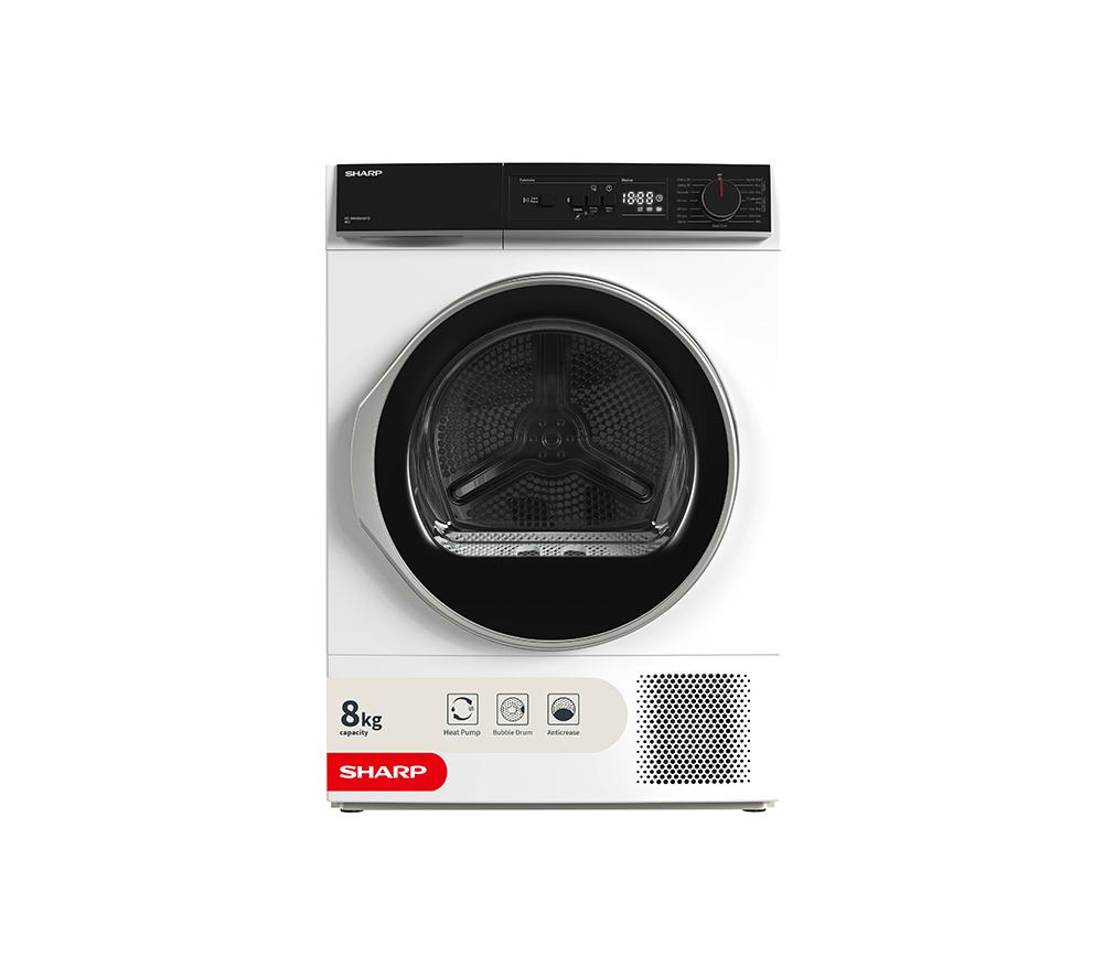 SHARP KD-NHA8S6GW1D-EN 8 kg Heat Pump Tumble Dryer – White, White