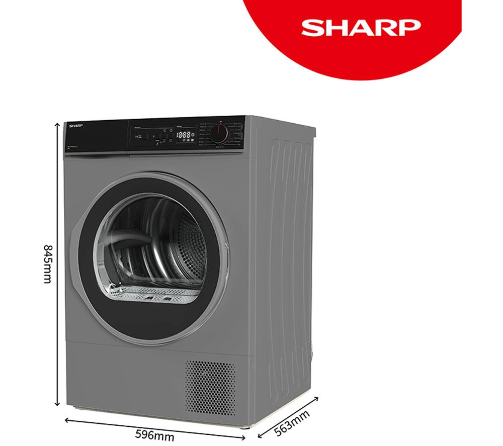 SHARP KD-NHA8S6GA1D-EN 8 kg Heat Pump Tumble Dryer - Dark Silver image number 2 of 11