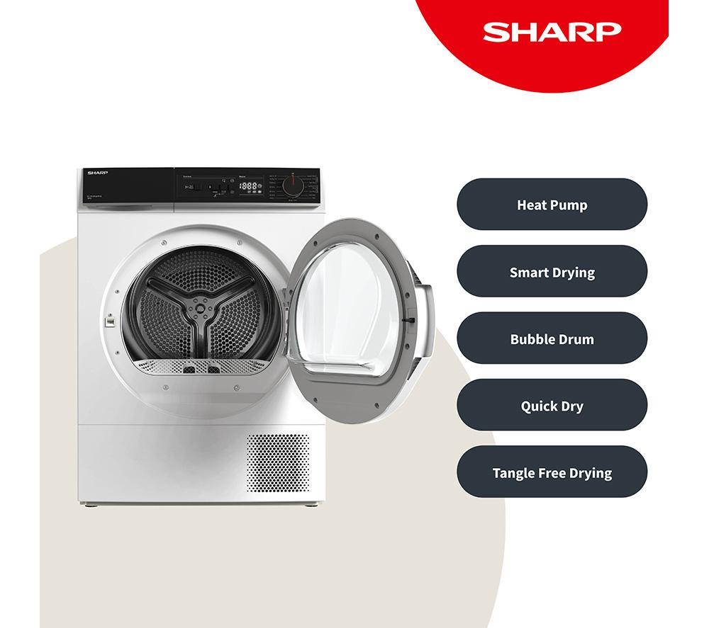 SHARP KD-NHA0S6GW1D-EN 10 kg Heat Pump Tumble Dryer - White image number 3 of 11