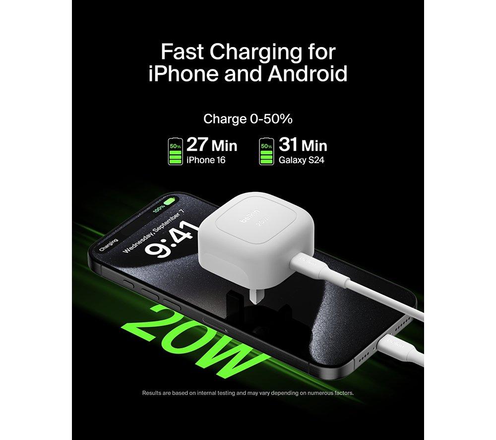 BELKIN BoostCharge WCA009myWH 20 W USB Type-C Wall Charger image number 3 of 5
