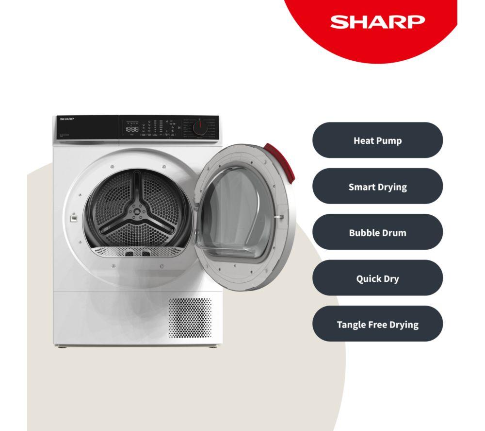 SHARP KD-NHB0S9GWD-EN 10 kg Heat Pump Tumble Dryer - White image number 3 of 12