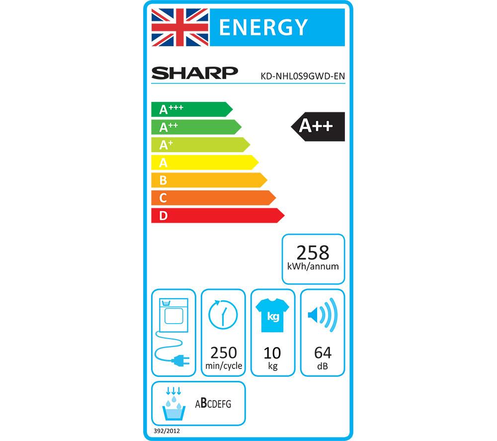 SHARP KD-NHB0S9GWD-EN 10 kg Heat Pump Tumble Dryer - White image number 12 of 12
