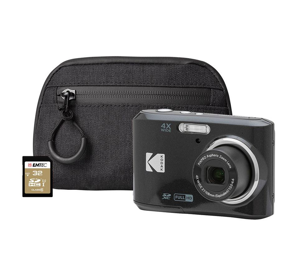 KODAK Pixpro FZ45 16MP 4x Zoom Compact Camera & 32 GB SD Card with Compact Case- Black