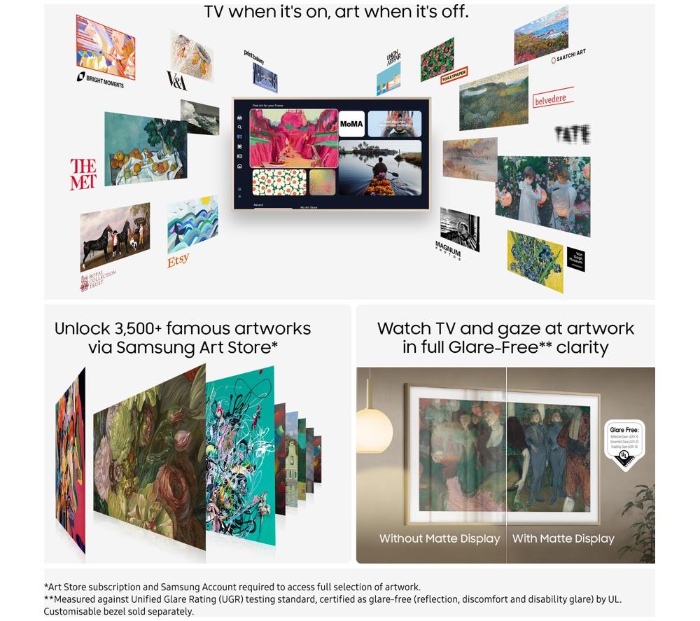 SAMSUNG The Frame (2025) 55" QLED 4K Art Mode Smart AI TV with Slim Fit Wall Mount - QE55LS03FA image number 5 of 14