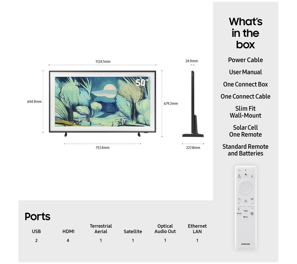SAMSUNG The Frame (2025) 50" QLED 4K Art Mode Smart AI TV with Slim Fit Wall Mount - QE50LS03FA image number 7 of 14