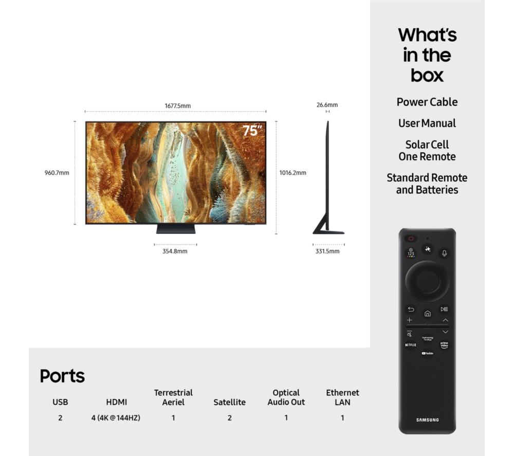 SAMSUNG QN70F 75" Neo QLED 4K Mini LED Vision AI Smart TV 2025 - QE75QN70F