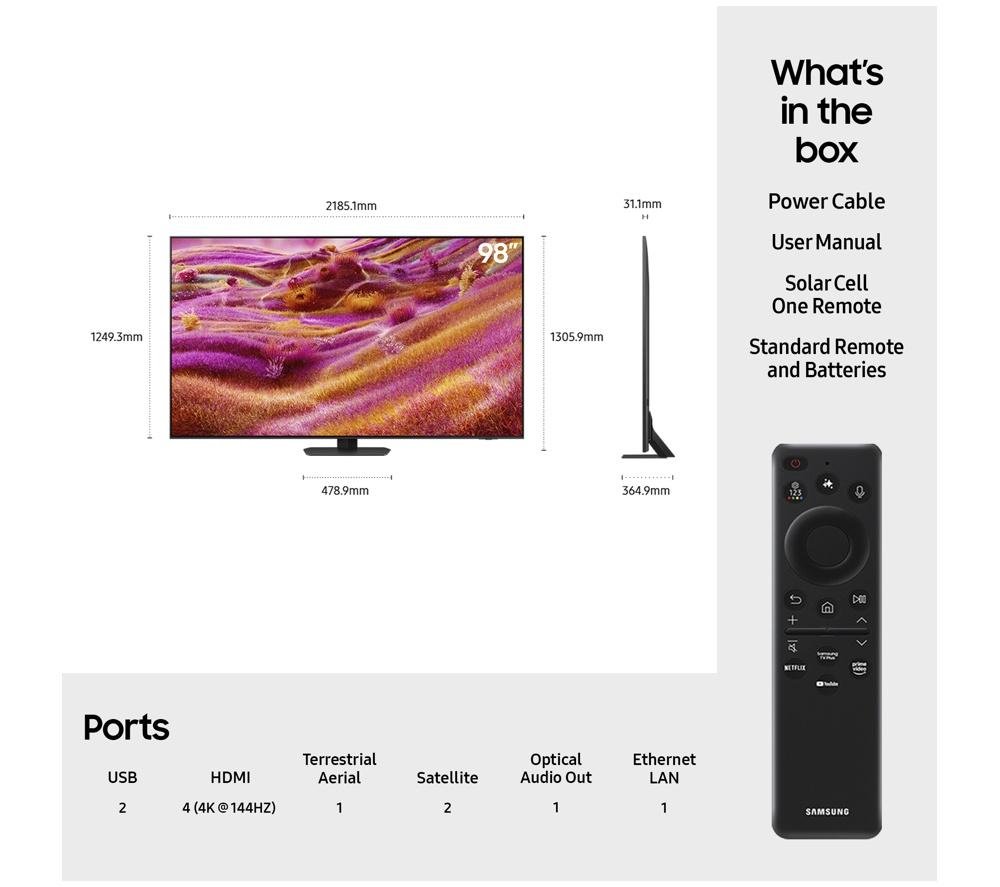 SAMSUNG QN90F 98" Neo QLED 4K Mini LED Vision AI Smart TV 2025 - QE98QN90F image number 7 of 12