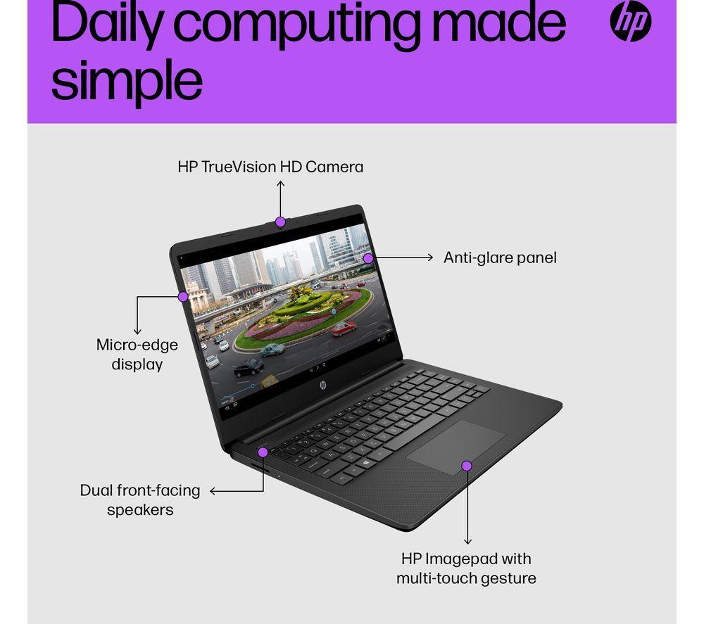 HP 14s-dq3500sa 14" Laptop - Intel&reg; Celeron&reg;, 64 GB eMMC, Black image number 8 of 9