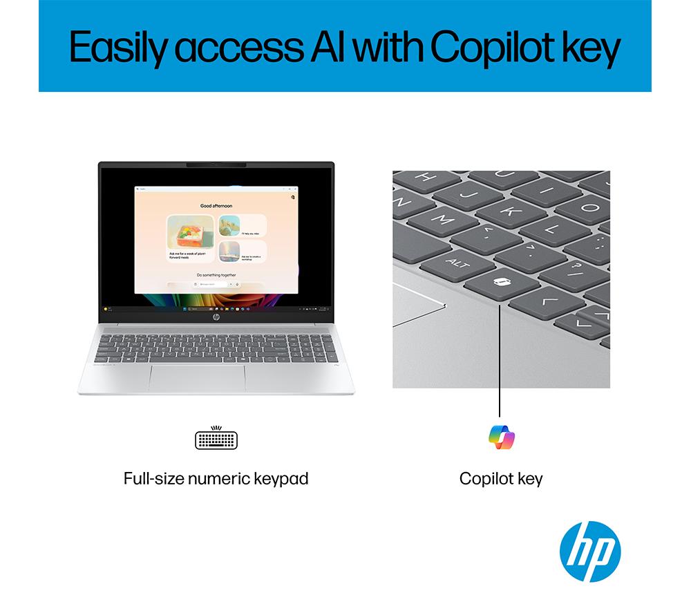 HP OmniBook 5 NGAI 16" Laptop, Copilot+ PC - AMD Ryzen AI 7, 512 GB SSD, Glacier Silver image number 8 of 23