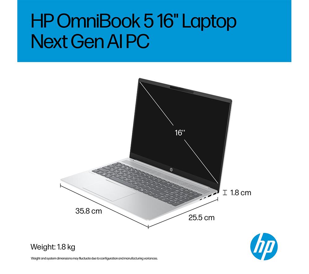 HP OmniBook 5 16" Laptop - AMD Ryzen AI 5, 512 GB SSD, Silver image number 10 of 22