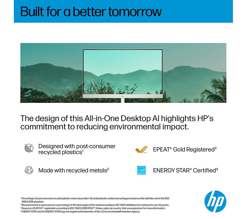 HP 24-cr2002na 23.8" All-in-One PC - Intel&reg; Core&trade; Ultra 5, 1 TB SSD, White image number 5 of 11