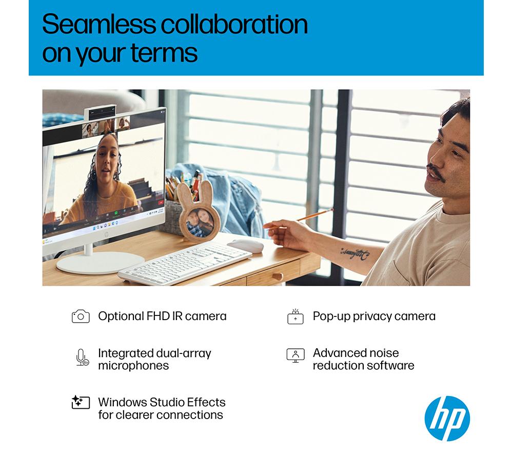 HP 24-cr2002na 23.8" All-in-One PC - Intel&reg; Core&trade; Ultra 5, 1 TB SSD, White image number 8 of 11