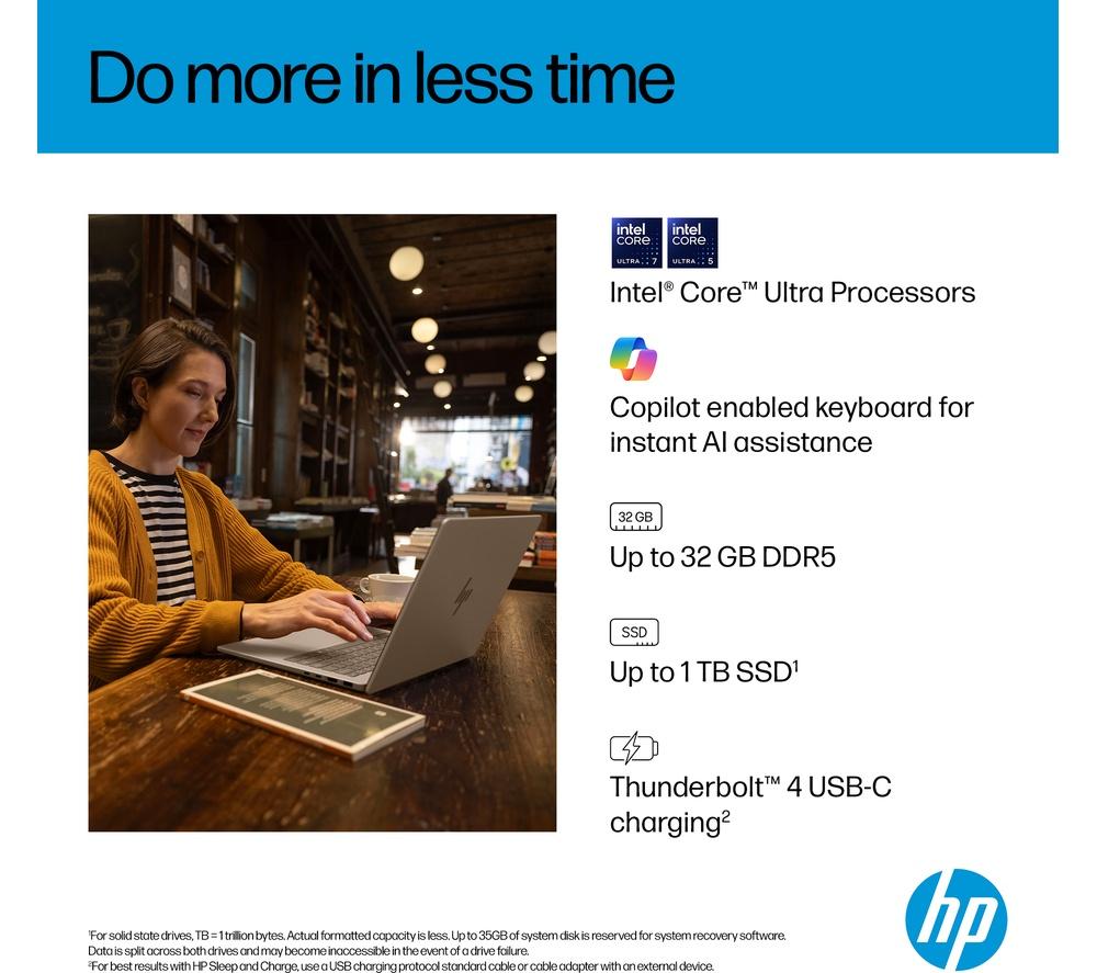 HP OmniBook 7 AI 14" Laptop - Intel&reg; Core&trade; Ultra 7, 1 TB SSD, Silver image number 5 of 31