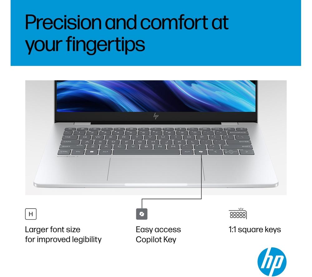 HP OmniBook 7 AI 14" Laptop - Intel&reg; Core&trade; Ultra 7, 1 TB SSD, Silver image number 9 of 31