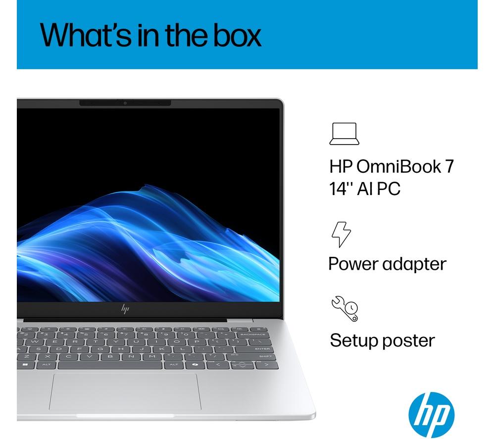 HP OmniBook 7 AI 14" Laptop - Intel&reg; Core&trade; Ultra 7, 1 TB SSD, Silver image number 15 of 31