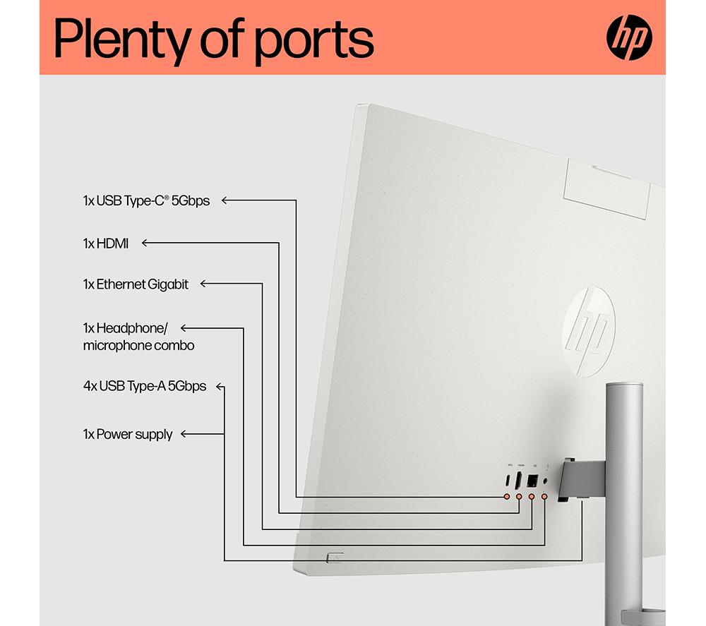 HP 24-cr0065na 23.8" All-in-One PC - AMD Ryzen 7, 1 TB SSD, White image number 10 of 15