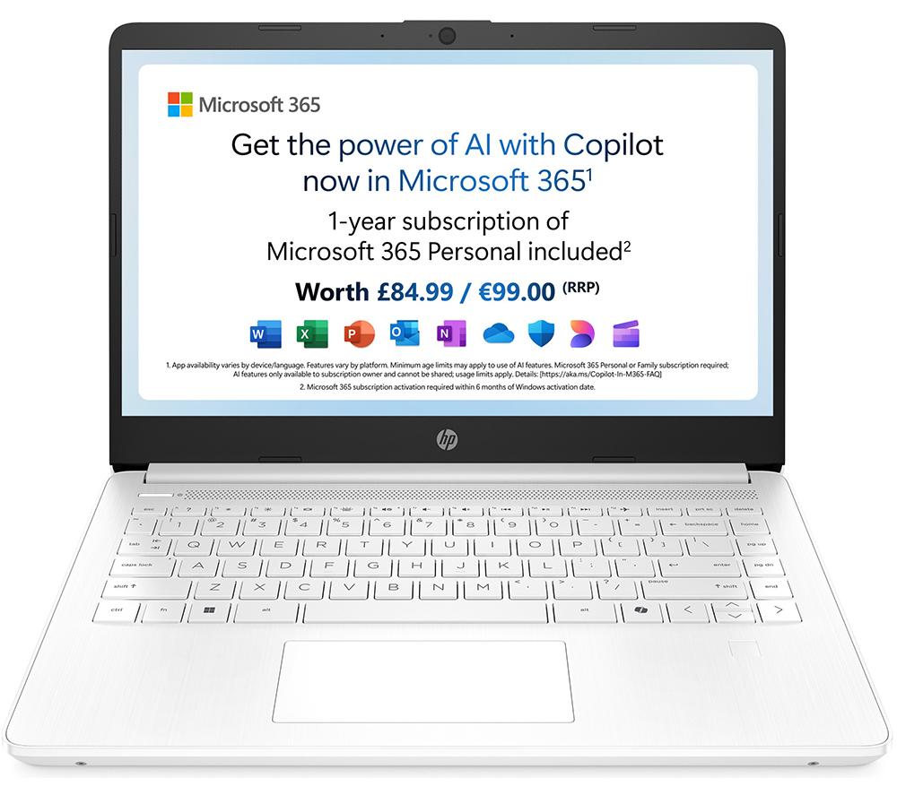 HP 14-dq6500sa 14" Laptop - Intel N150, 128 GB UFS, White