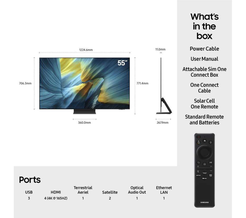 SAMSUNG S95F 55" OLED Glare Free 4K Vision AI Smart TV 2025 - QE55S95F