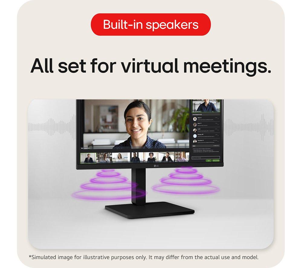 LG 24BA450-B Full HD 24" LED Monitor - Black image number 2 of 11