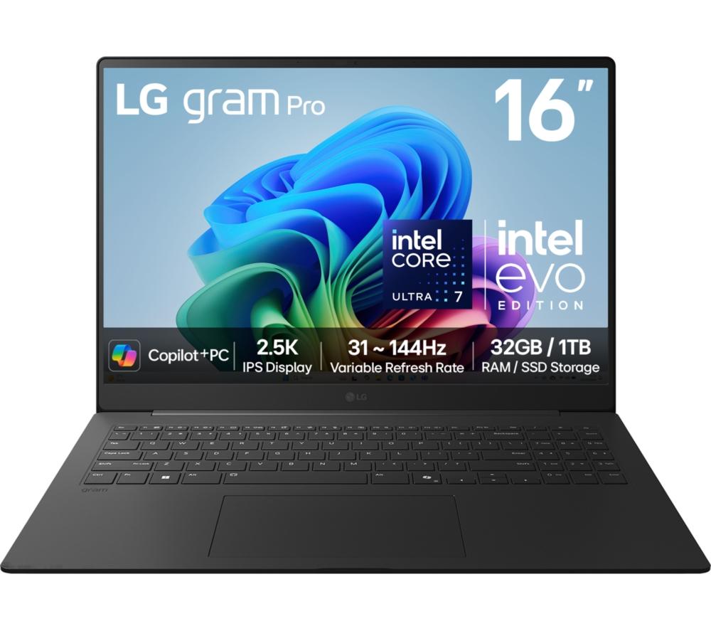 Lg Gram Pro 16Z90ts-G.au89a1 16" Laptop, Copilot Pc - Intel®Core Ultra 7, 1 Tb Ssd, Grey, Black