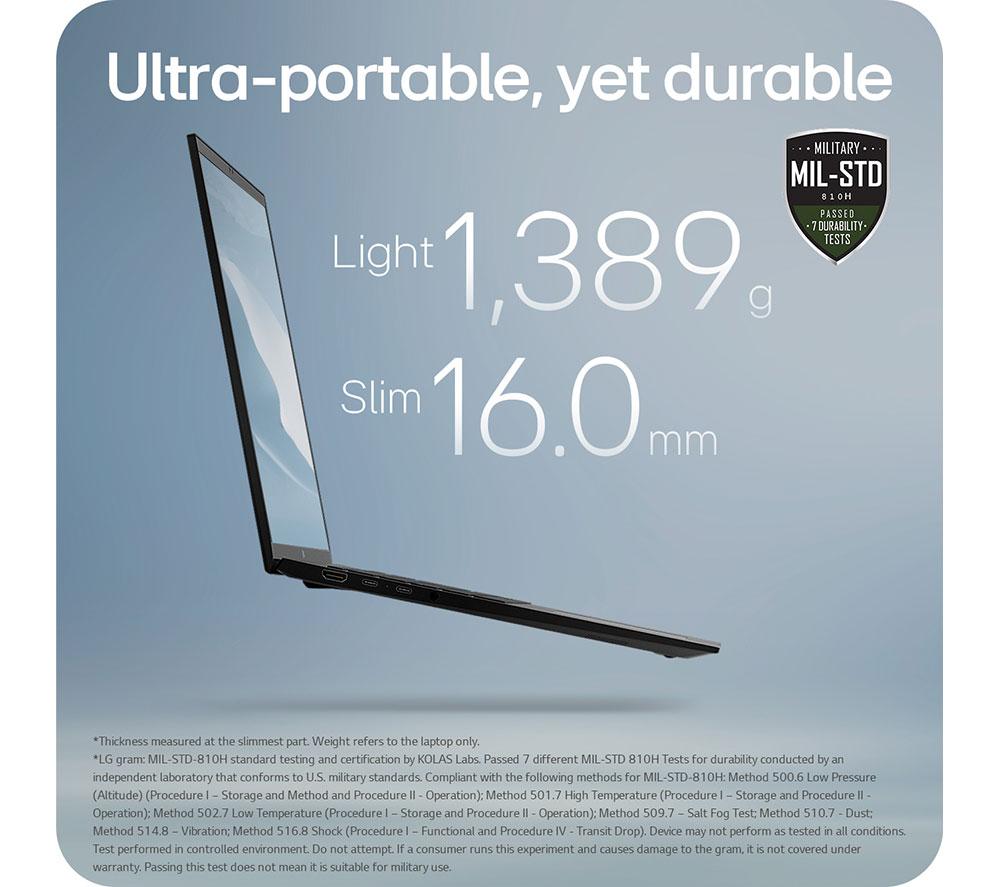 LG gram 17 17Z90TL-G.AU88A1 17" Laptop, Copilot+ PC - Intel&reg; Core&trade; Ultra 7, 1 TB SSD, Black image number 3 of 14