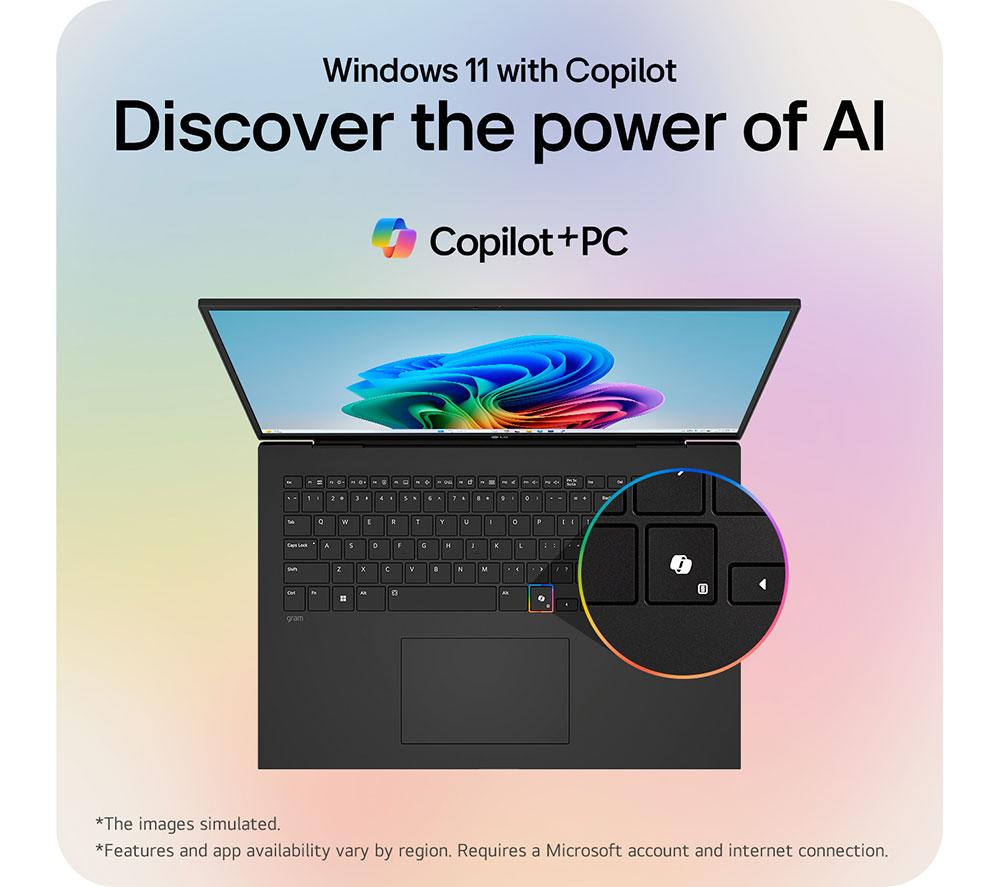 LG gram 17 17Z90TL-G.AU88A1 17" Laptop, Copilot+ PC - Intel&reg; Core&trade; Ultra 7, 1 TB SSD, Black image number 8 of 14