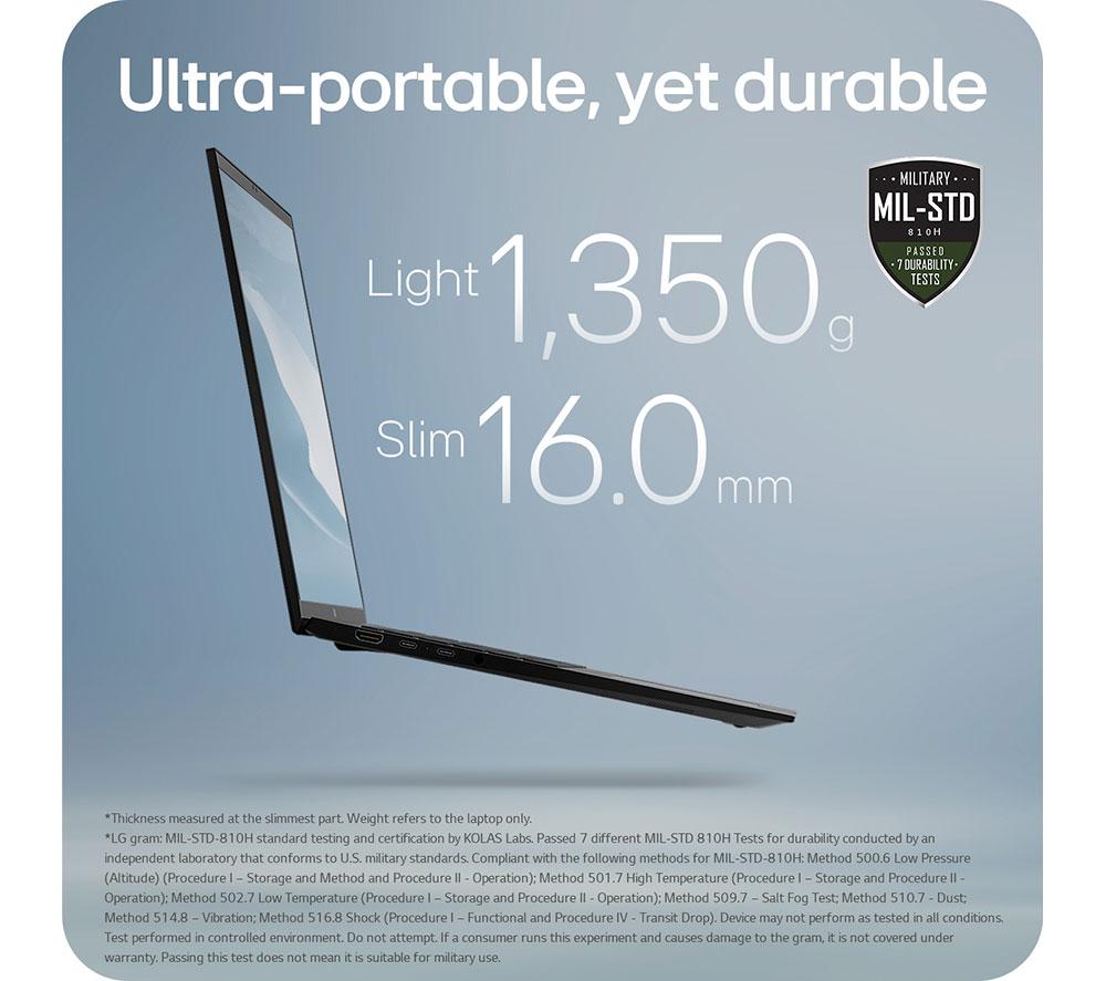 LG gram 17 17Z90T-G.AD88A1 17" Laptop - Intel&reg; Core&trade; Ultra 7, 1 TB SSD, Black image number 3 of 14