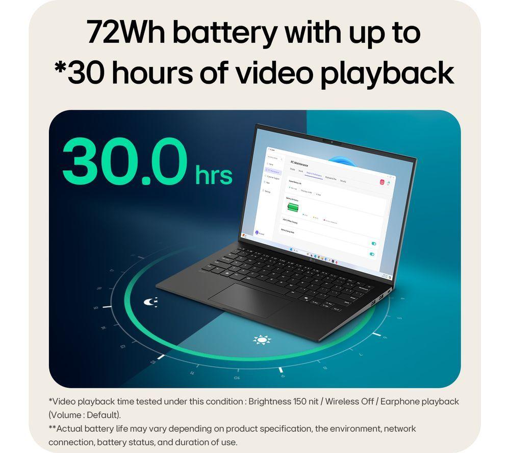 LG gram 14 14Z90T-G.AA75A1 14" Laptop - Intel&reg; Core&trade; Ultra 7, 512 GB SSD, Black image number 14 of 22