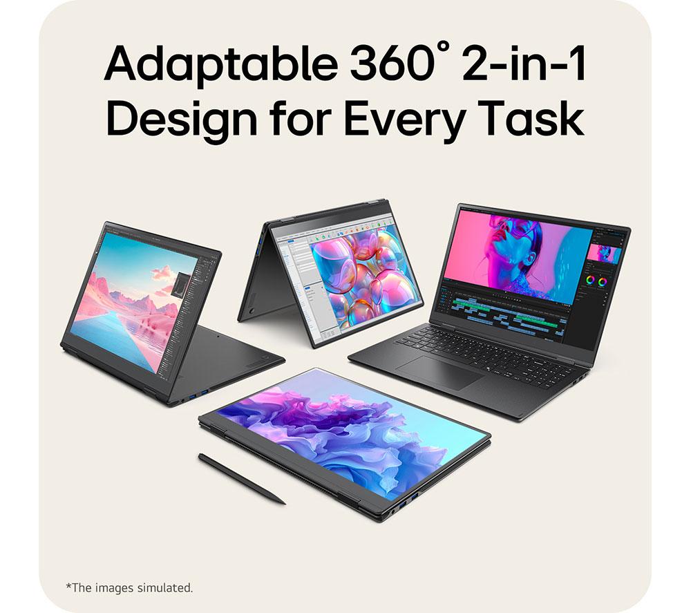 LG gram Pro 16T90TP-G.AA78A1 16" 2 in 1 Laptop - Intel&reg; Core&trade; Ultra 7, 1 TB SSD, Black image number 9 of 18