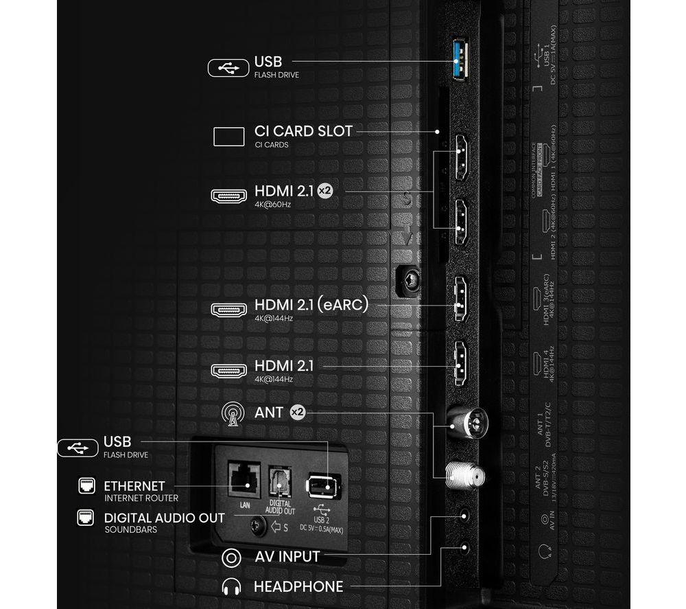 HISENSE U7Q 65" Mini LED 4K 144Hz Smart AI TV with Freely - 65U7QTUK image number 11 of 16