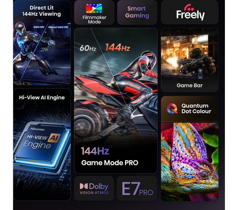 HISENSE E7Q PRO 65" QLED 4K HDR Smart TV with Freely - 65E7QTUK PRO image number 4 of 15