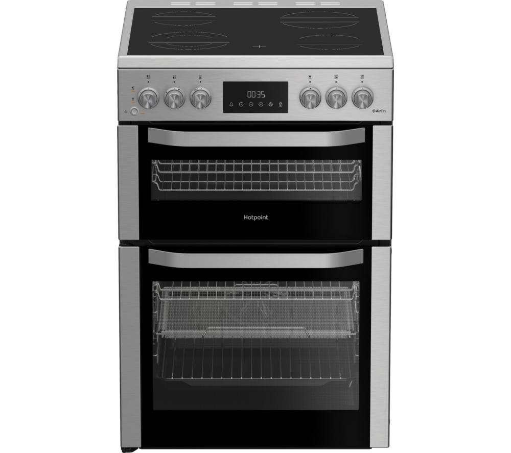 HOTPOINT HDE6VDCASX 60 cm Electric Ceramic Cooker with Air Fry – Stainless Steel, Stainless Steel