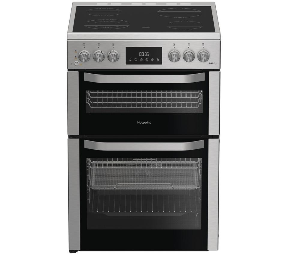HOTPOINT Multiflow HDE6VDCASX 60 cm Electric Ceramic Cooker with Air Fry - Stainless Steel