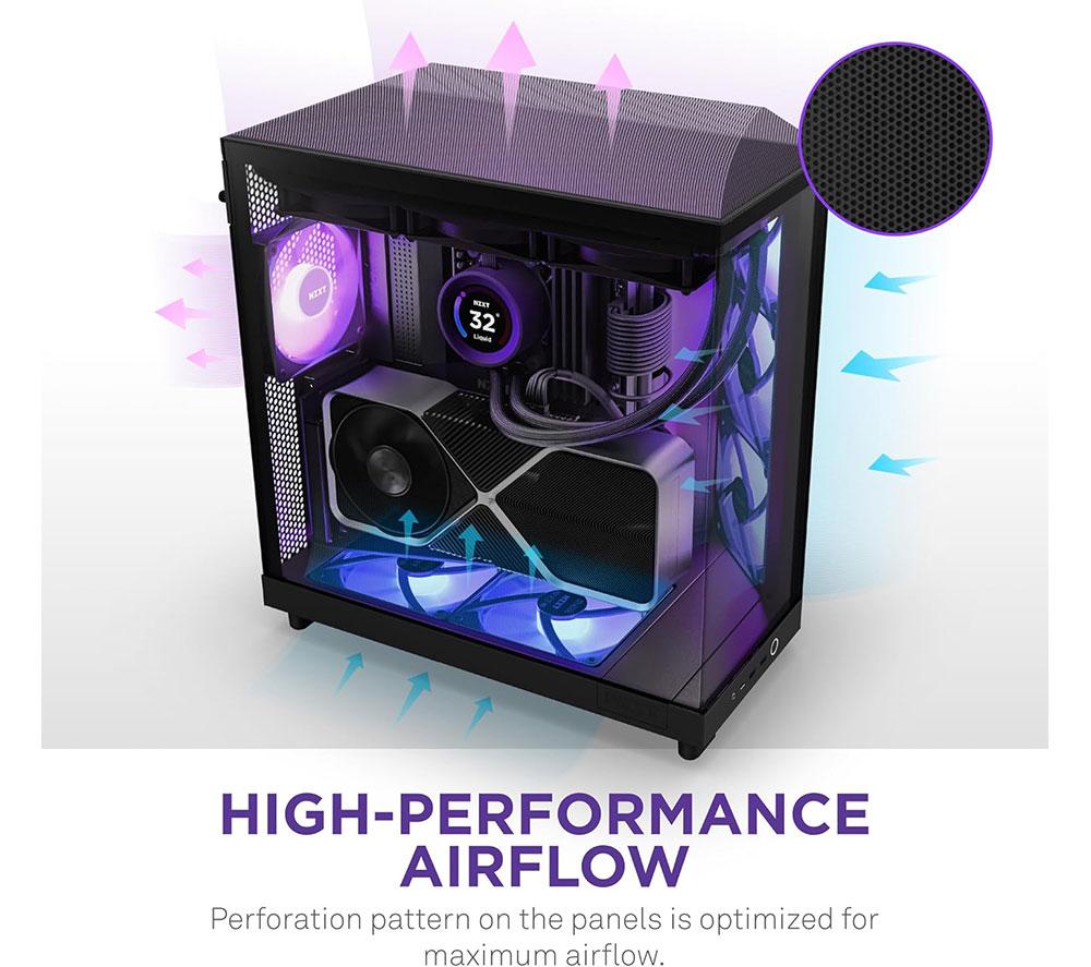 NZXT H6 FLOW RGB ATX Mid-Tower PC Case - Black image number 6 of 9