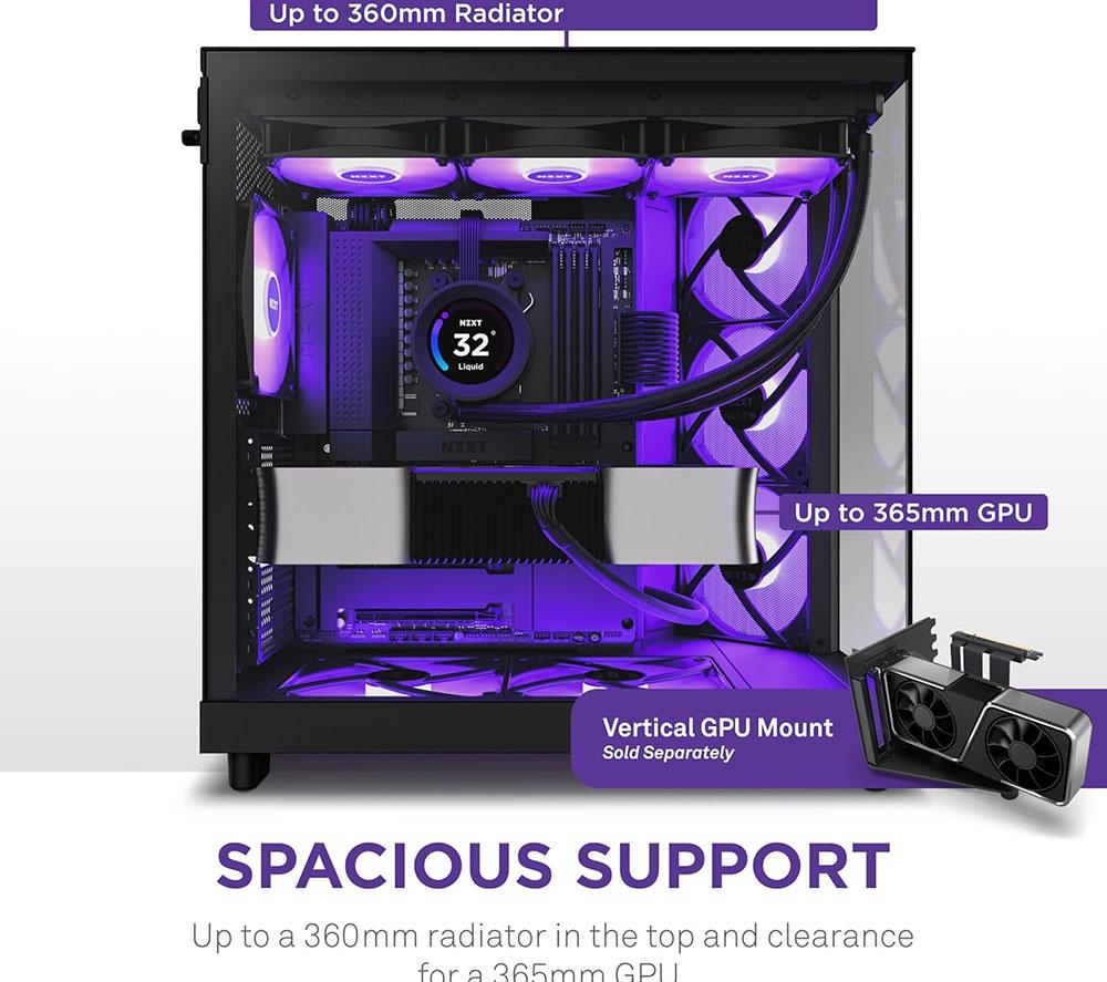NZXT H6 FLOW RGB ATX Mid-Tower PC Case - Black image number 9 of 9