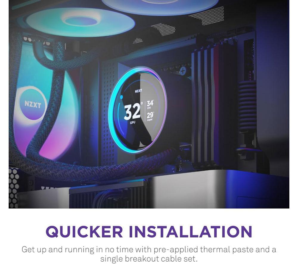 NZXT Kraken Elite 360 RGB 360 mm Liquid CPU Cooler - RGB LED, Black image number 7 of 12
