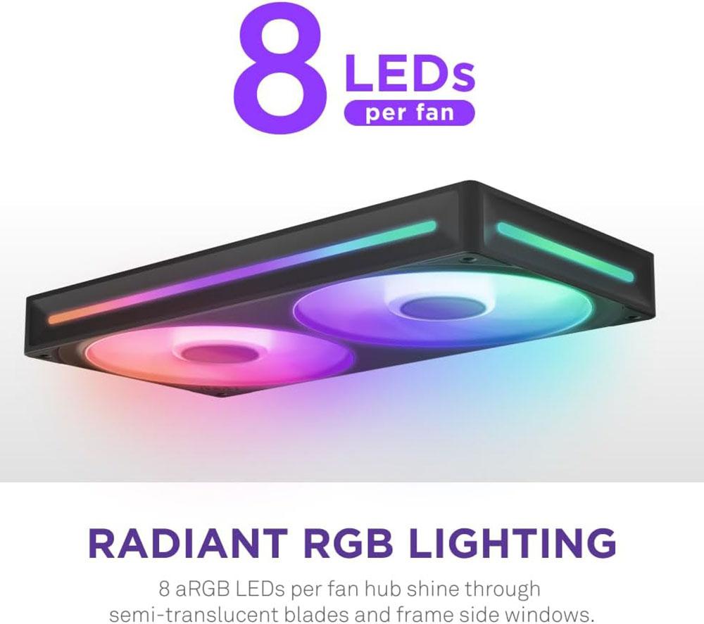 NZXT F240 RGB Core 240 mm Dual Case Fan Unit - RGB LED, Black image number 5 of 9