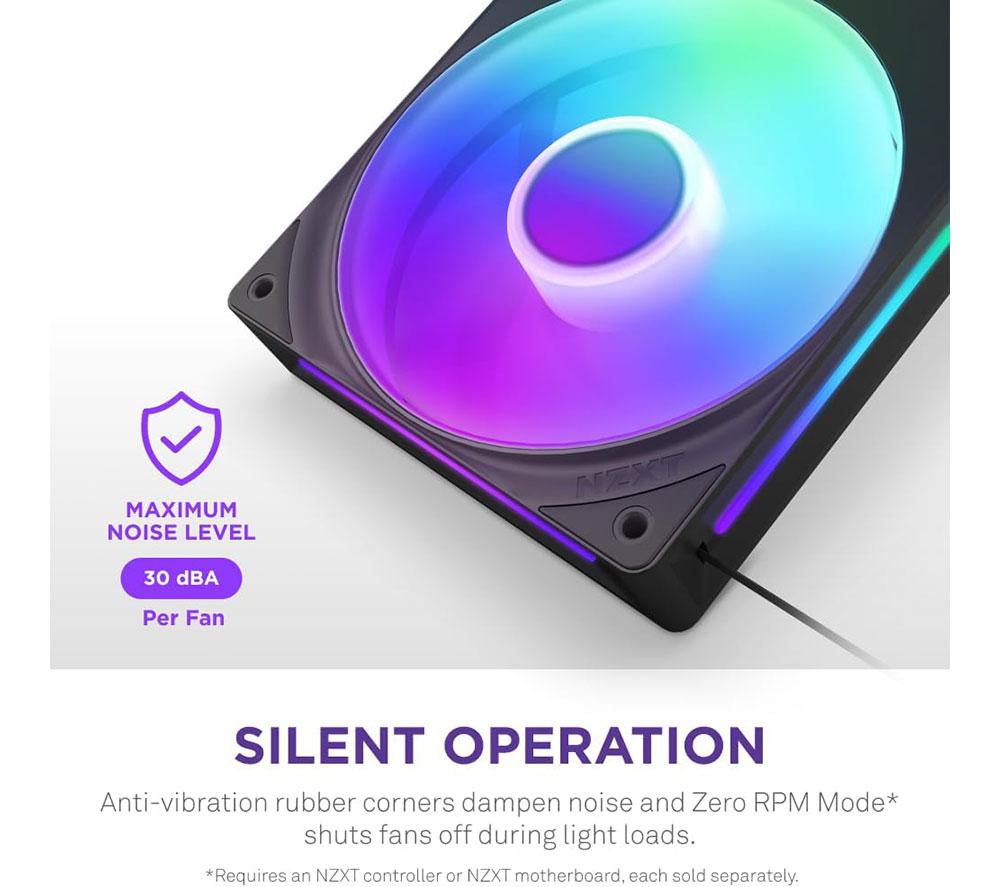 NZXT F240 RGB Core 240 mm Dual Case Fan Unit - RGB LED, Black image number 7 of 9