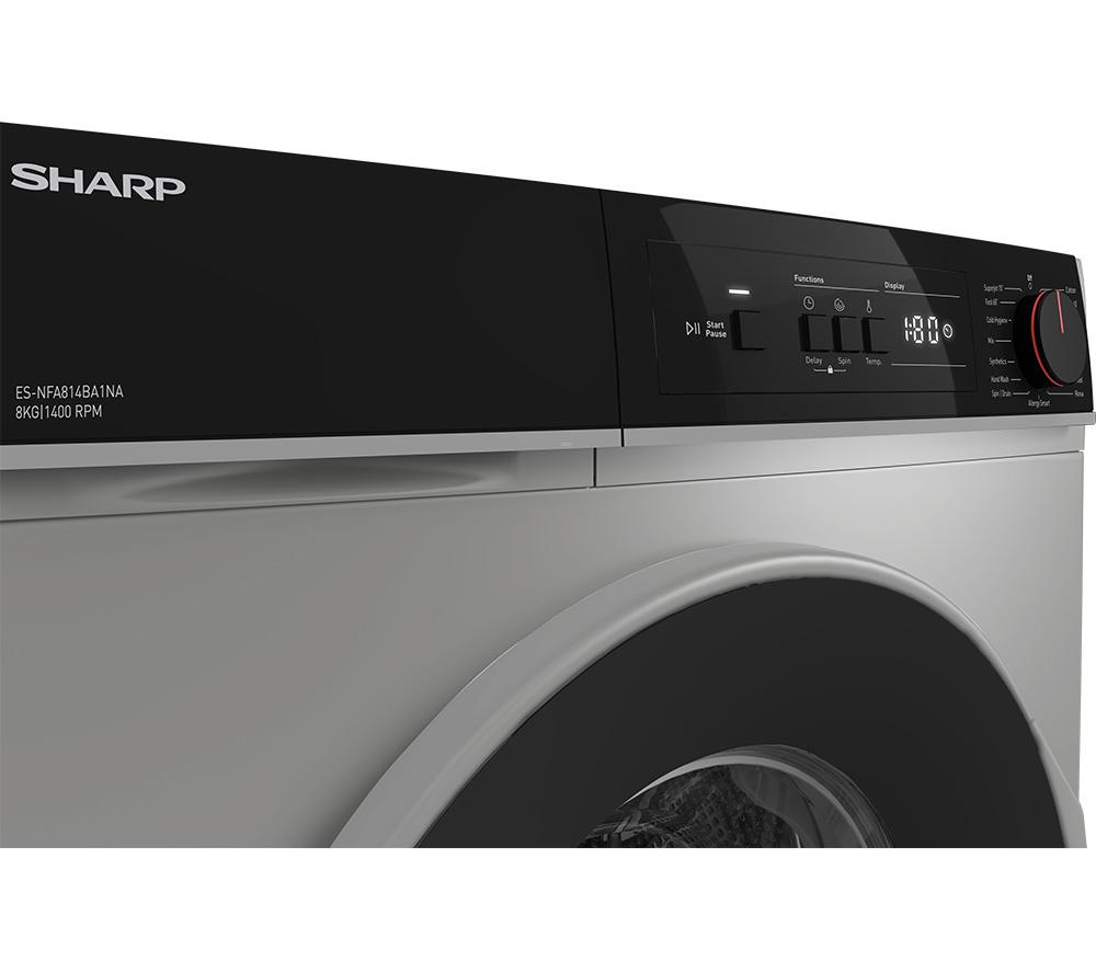 SHARP ES-NFA814BA1NA-EN 8 kg 1400 Spin Washing Machine - Silver image number 11 of 12