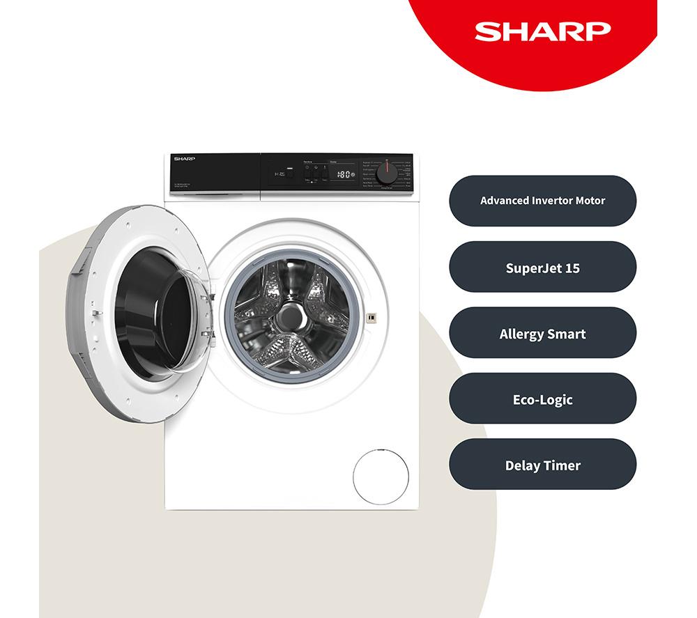 SHARP ES-NFA014BW1NA-EN 10 kg 1400 Spin Washing Machine - White image number 3 of 12